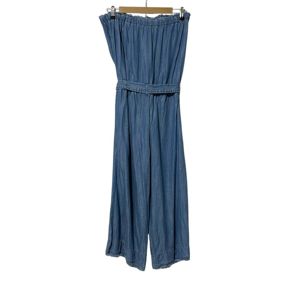 Cloth & Stone Chambray Strapless Wide Leg Jumpsuit Size Medium Boho Hippie - Picture 3 of 6